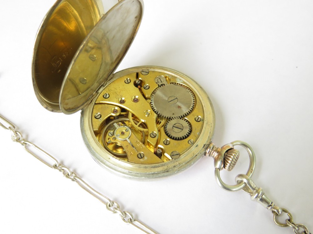 Antique silver Phenix pocket watch and chain View II