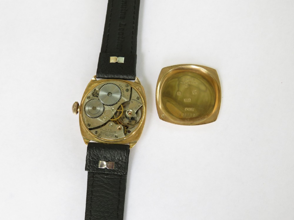 Gents 1930s 9ct gold Waltham wrist watch View III
