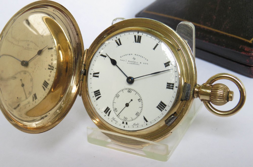 Quarter repeater full hunter pocket watch, Thomas Russell & Son