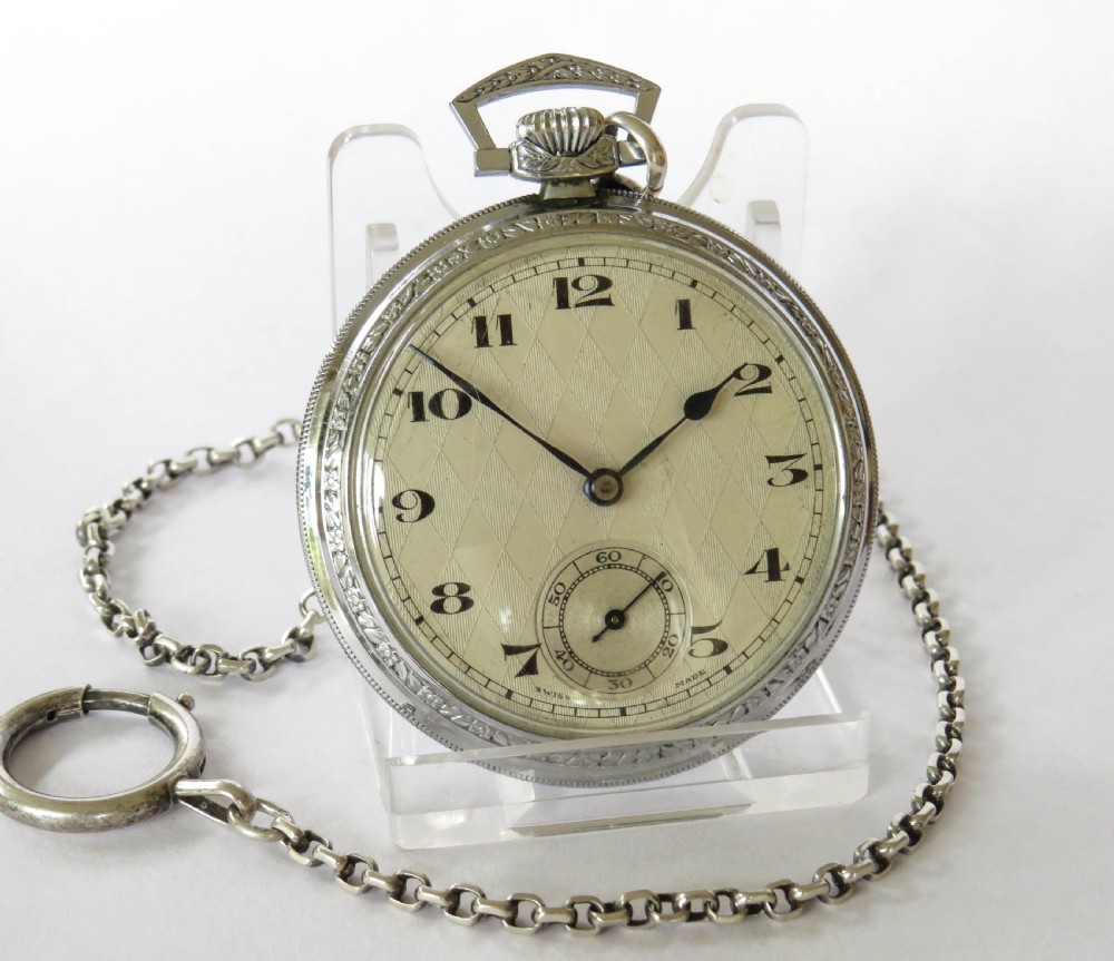 1930s Art Deco pocket watch and chain View II