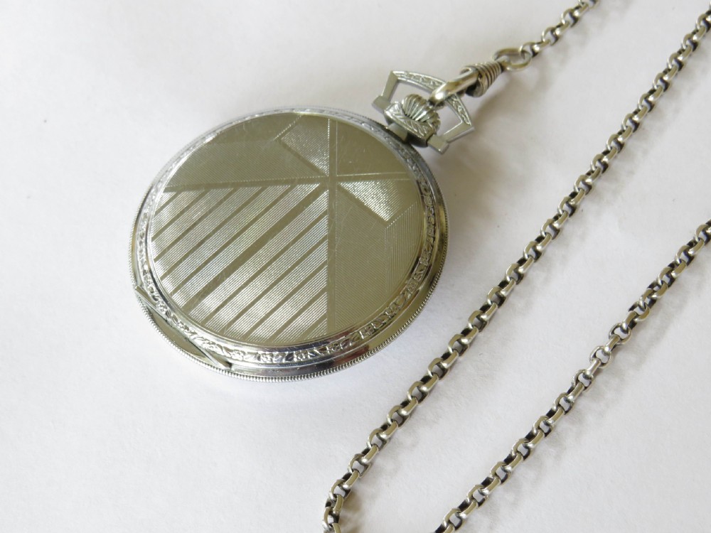 1930s Art Deco pocket watch and chain View III