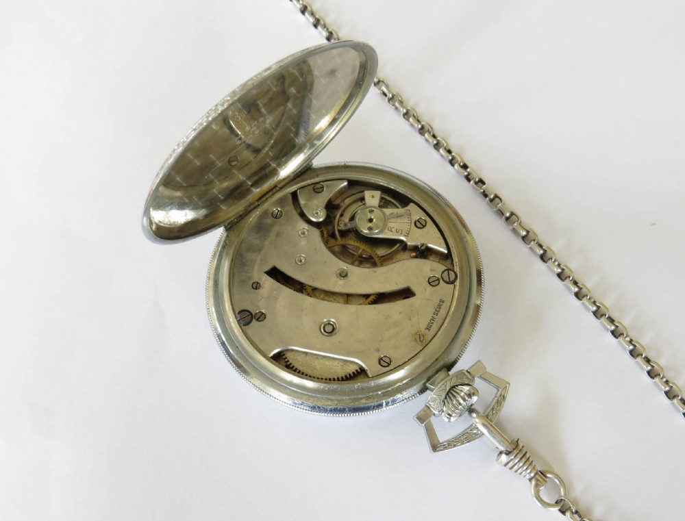 1930s Art Deco pocket watch and chain View IV