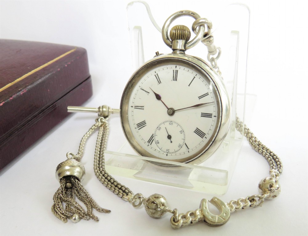 Antique silver fob watch and chain