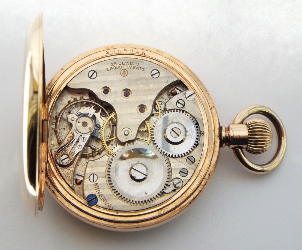 A 1920s Minerva full hunter pocket watch. View V