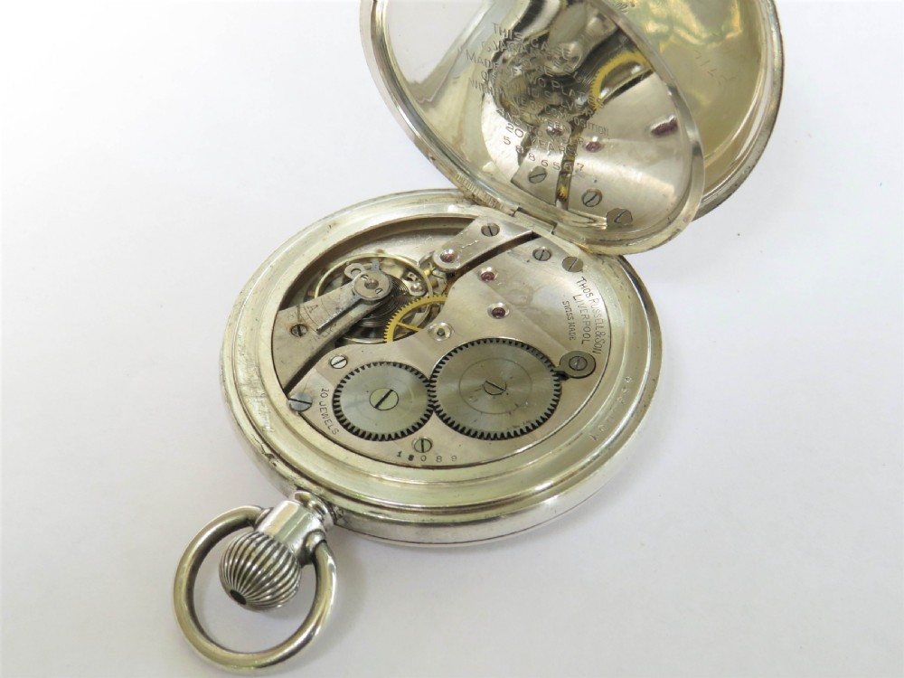 1920s Thomas Russell white gold plated pocket watch View IV