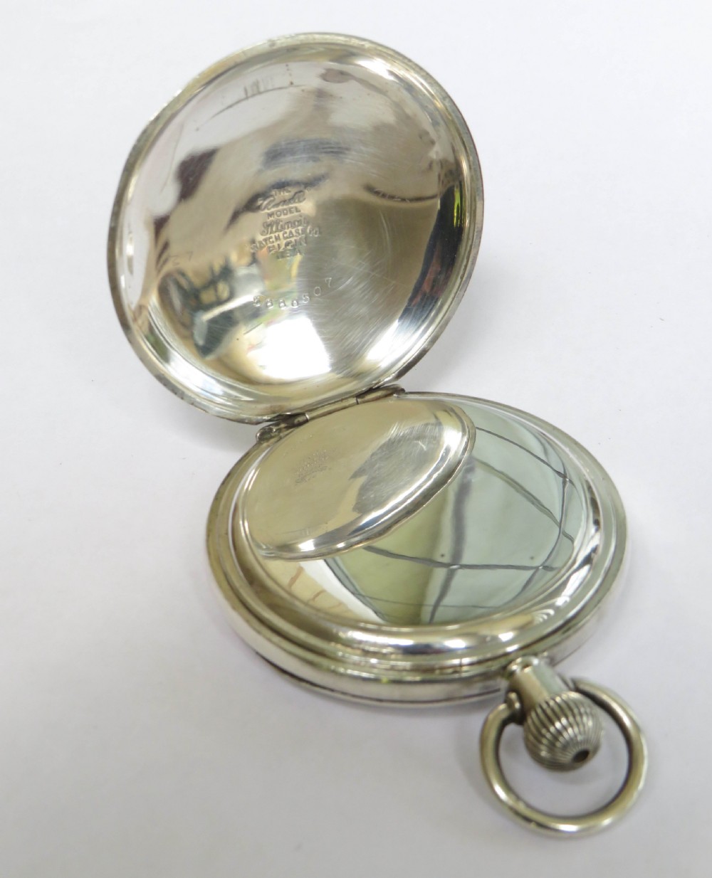 1920s Thomas Russell white gold plated pocket watch View V
