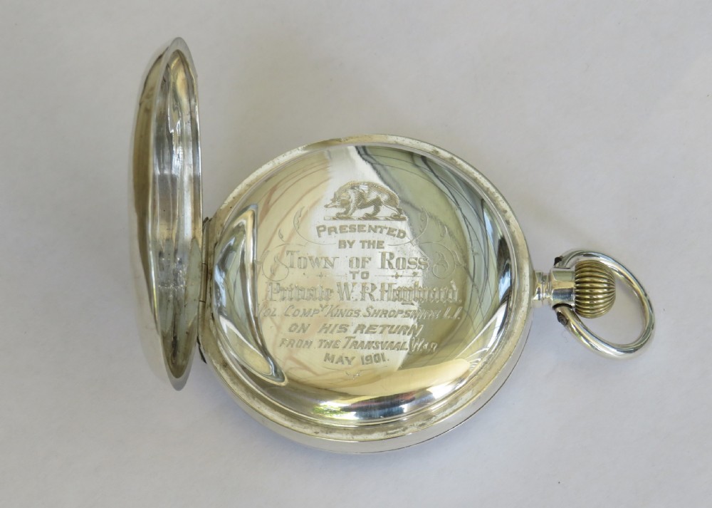 Antique silver Omega pocket watch, Transvaal War View IV