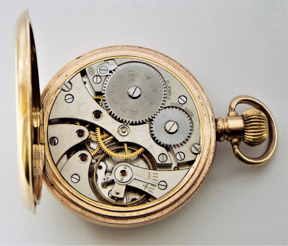 1930s Record stem winding pocket watch. View V
