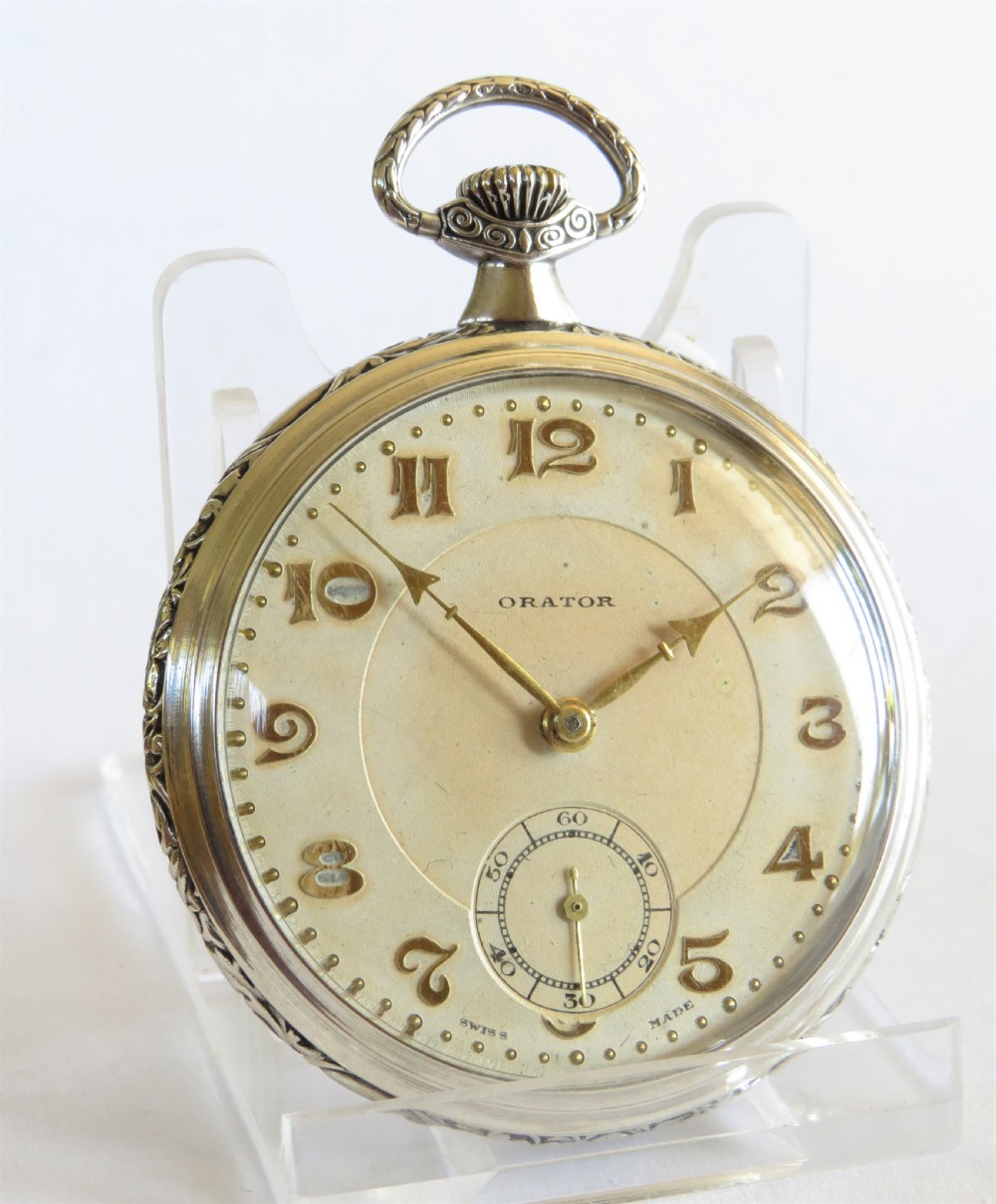 1928 silver Orator pocket watch View II