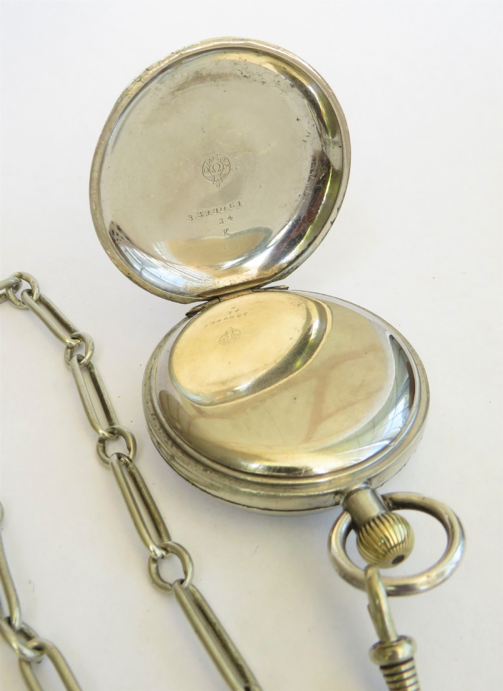 Antique Omega pocket watch and chain View III