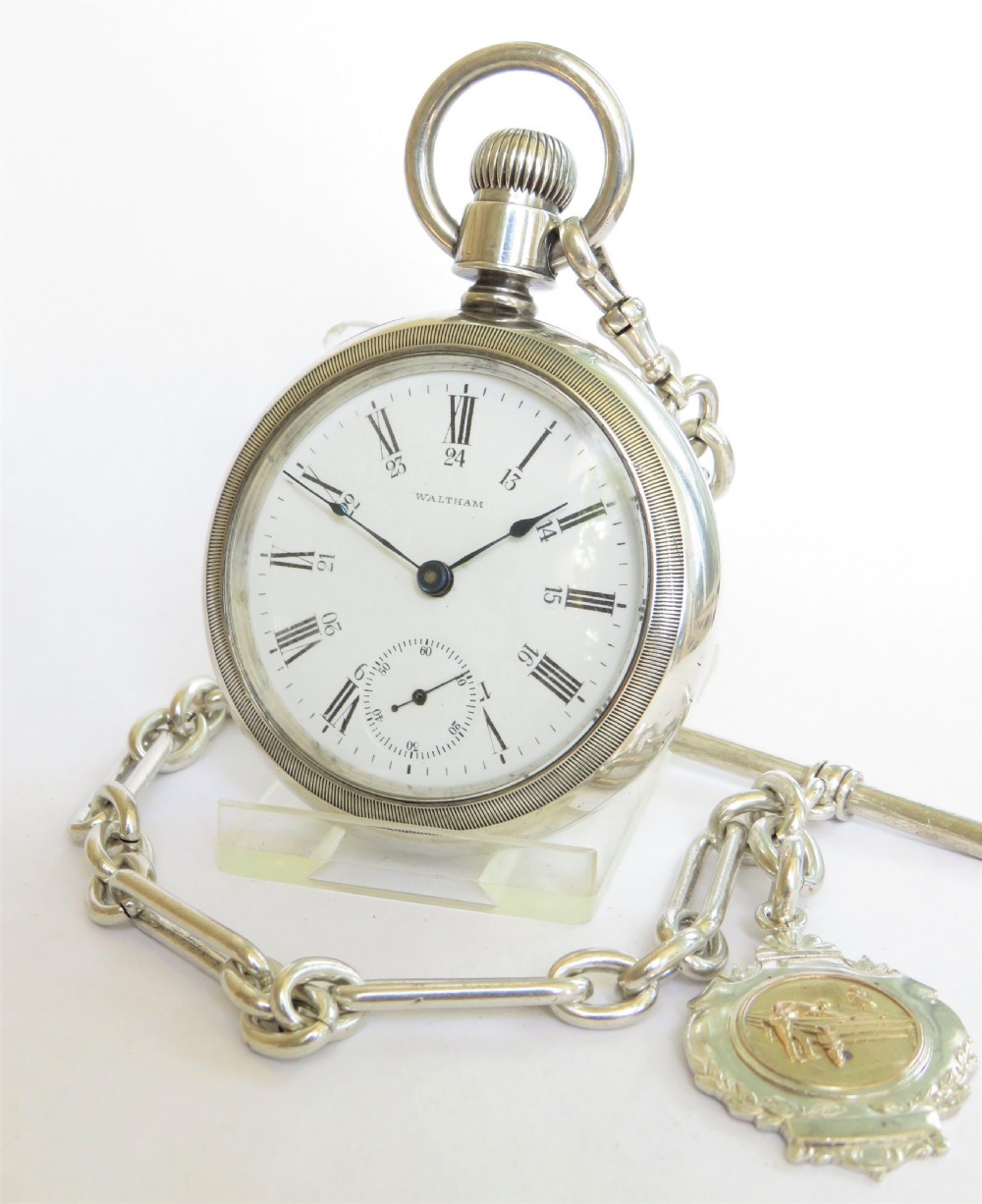 Waltham Sterling pocket watch and chain