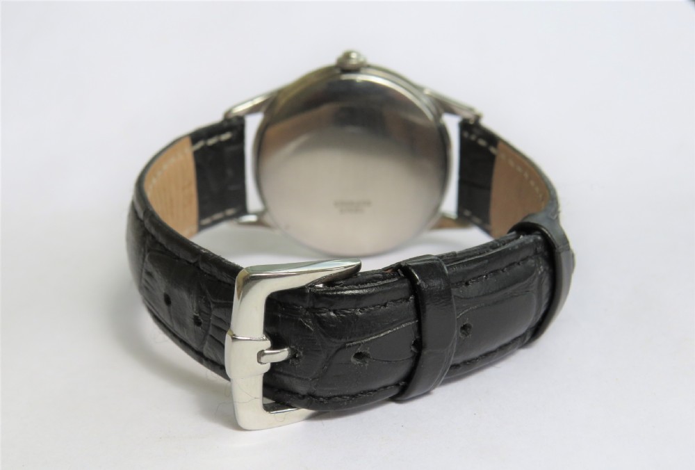 Gents 1950s Leonidas triple date wrist watch View V