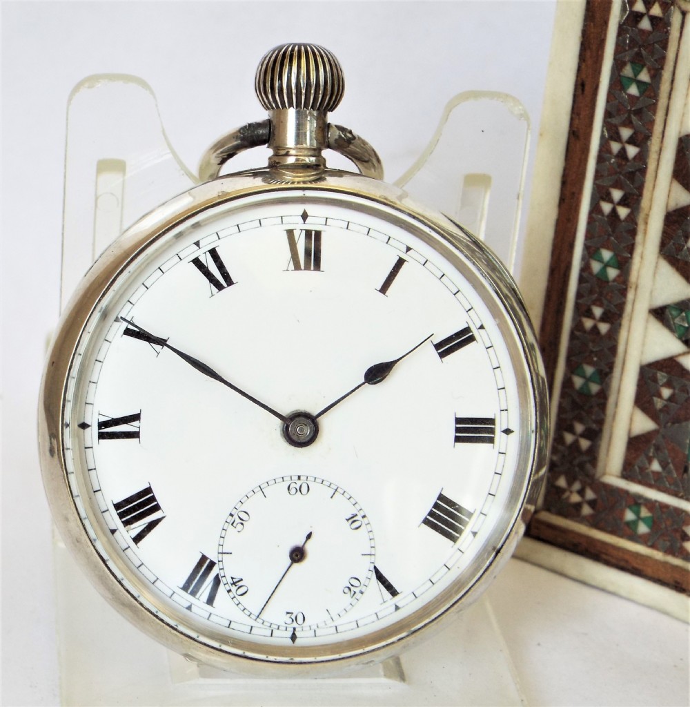 Antique 1917 silver Swiss pocket watch.