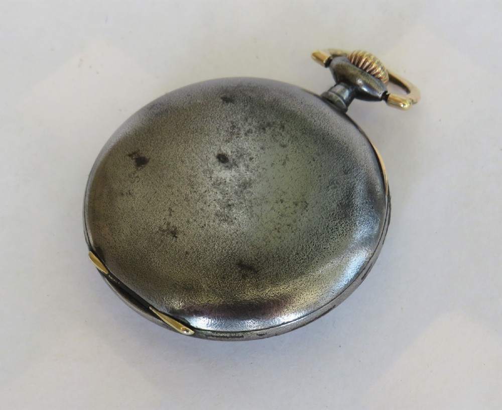 Antique Omega gun metal pocket watch, c1910 View VI