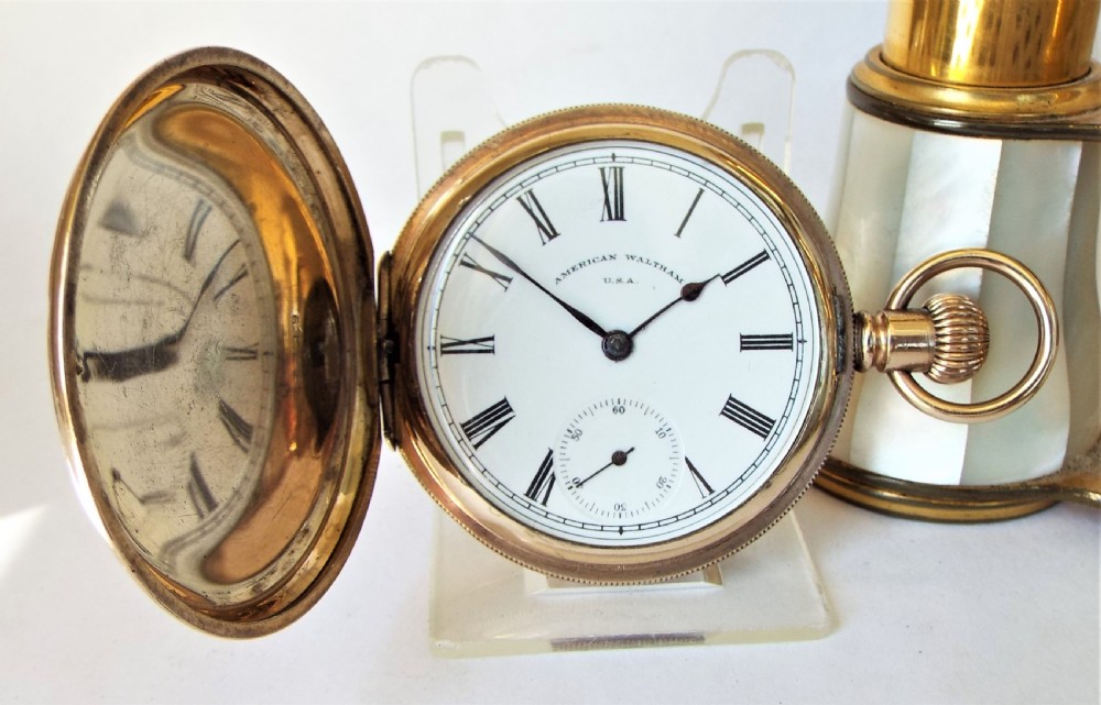 Antique Waltham Traveler full hunter pocket watch.