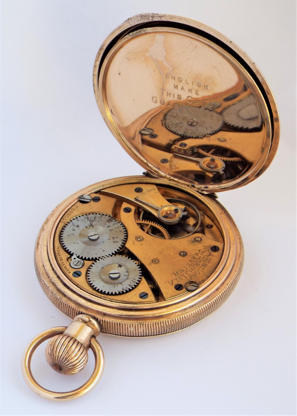 Antique Waltham Traveler full hunter pocket watch. View V