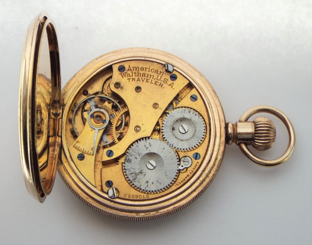 Antique Waltham Traveler full hunter pocket watch. View VI