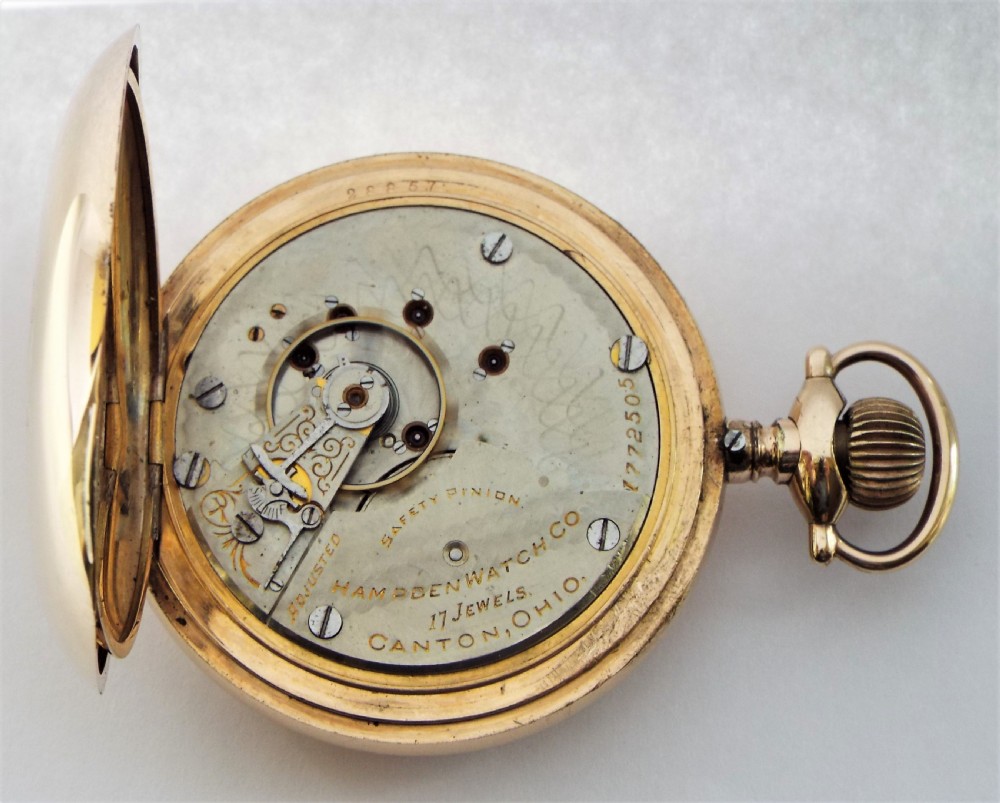 Large antique Hampden full hunter pocket watch, 1903. View VI