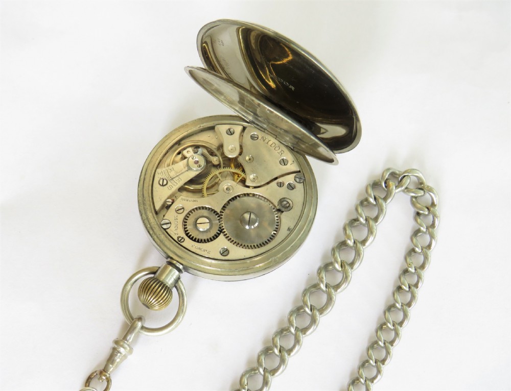 1930s Nidor pocket watch and chain View II