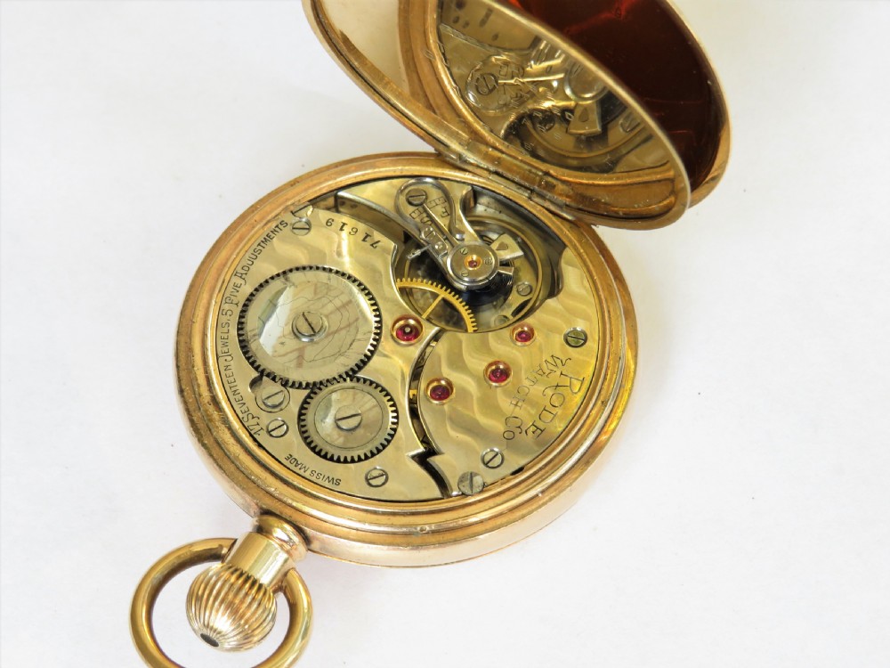 Antique Rode Watch Co half hunter pocket watch View V