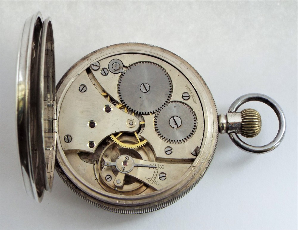 Antique 1920s silver pocket watch by Revue Thommen. View V