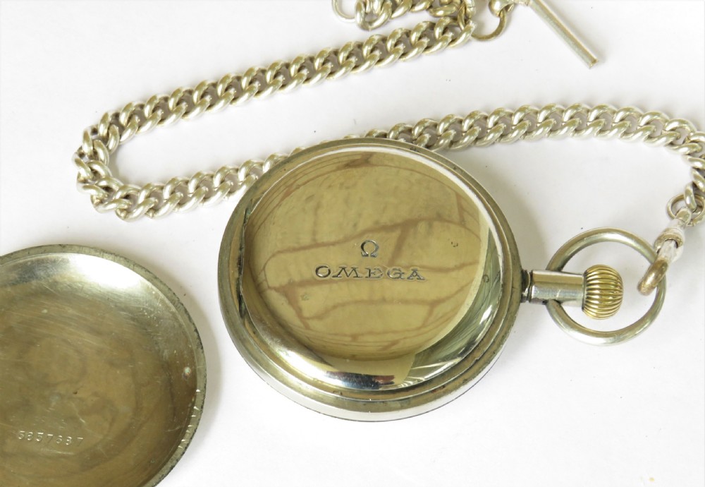 Antique Omega pocket watch and chain View III