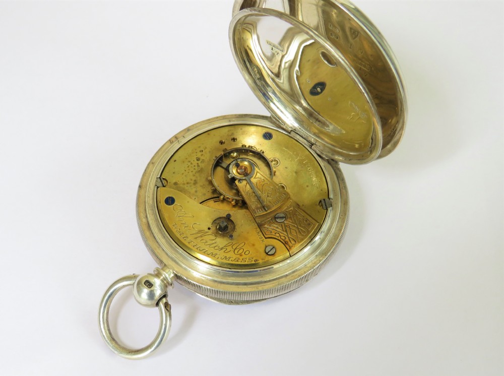 An antique 1919 silver Waltham pocket watch. View IV