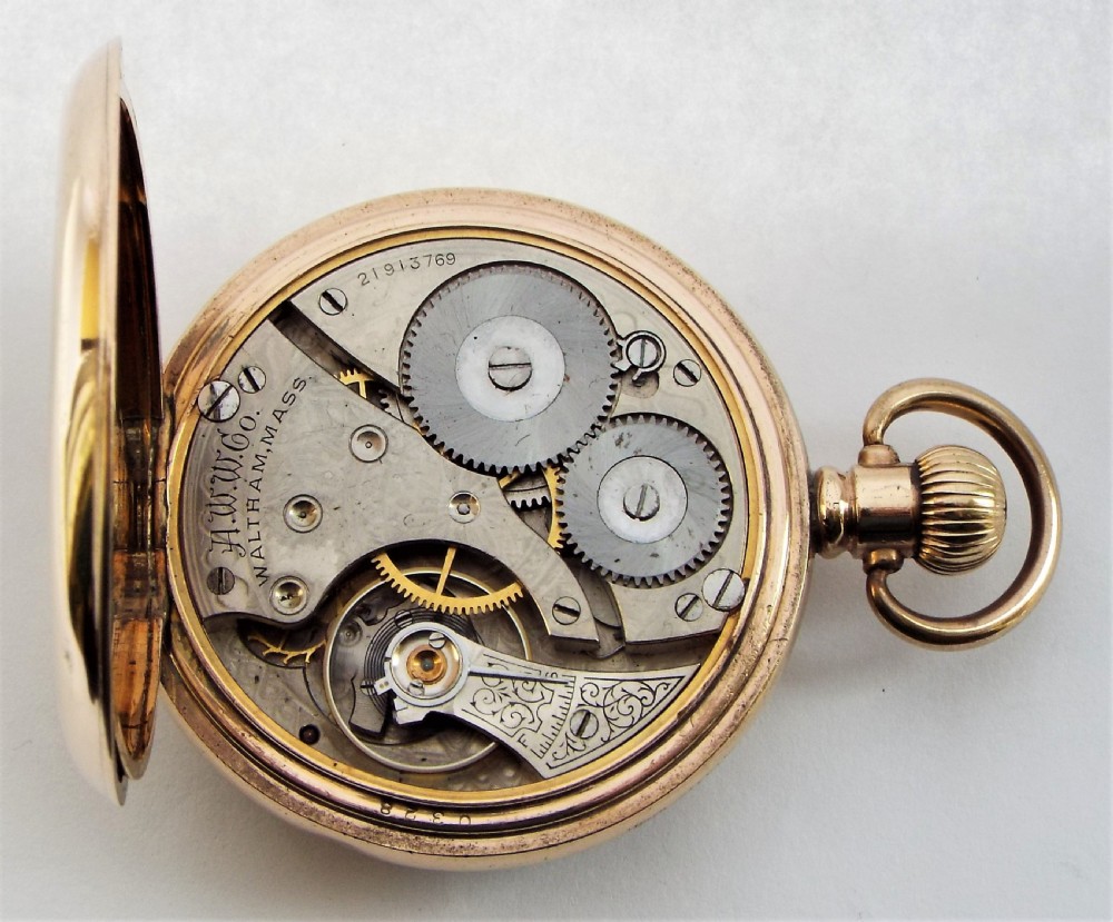 Antique 1918 Waltham pocket watch. View V