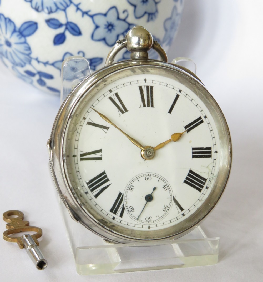 Antique Swiss silver pocket watch, circa 1907.