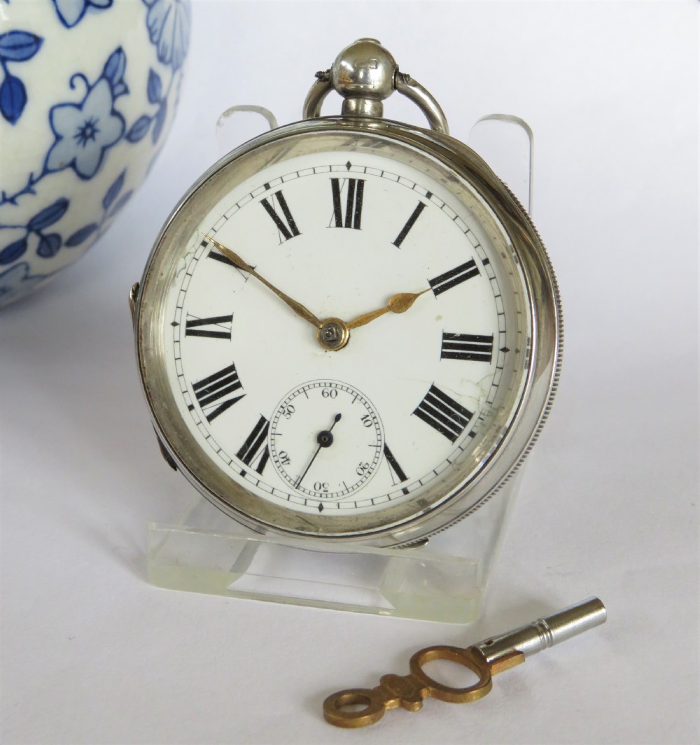 Antique Swiss silver pocket watch, circa 1907. View II
