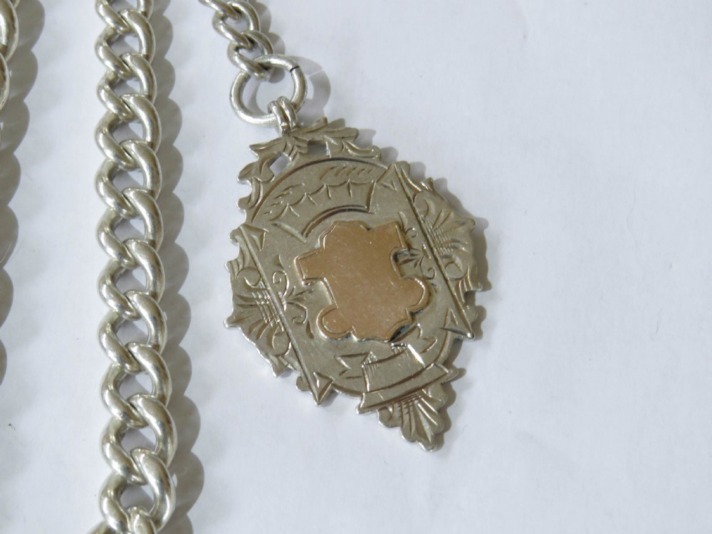 Heavy Victorian sterling silver albert chain and fob View III