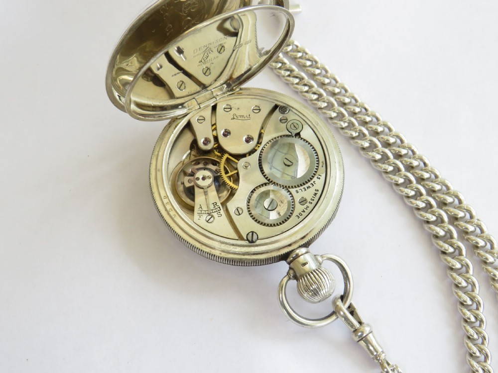 1931 silver Limit pocket watch and double chain View II