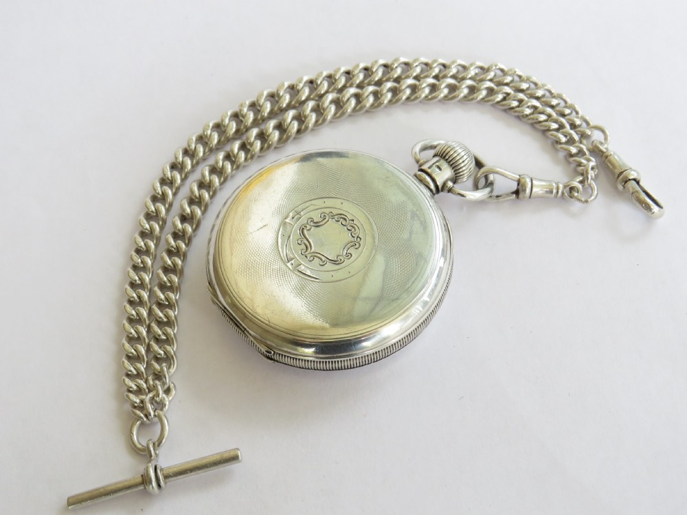 1931 silver Limit pocket watch and double chain View IV