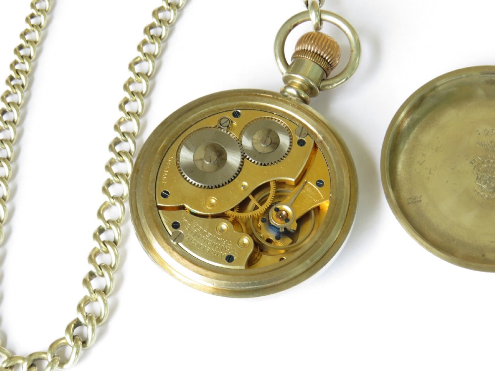 Antique 1914 Waltham pocket watch and chain View III