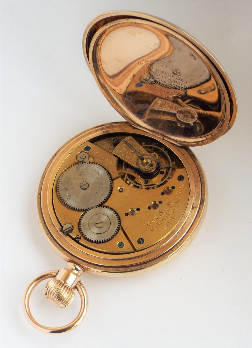 Antique 1899 Waltham full hunter pocket watch. View V