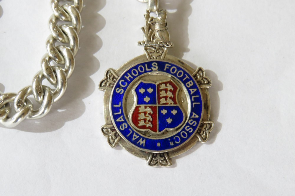 Antique silver single pocket watch chain and fob View II
