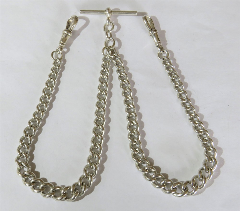 1924 silver double watch chain, Cashmore