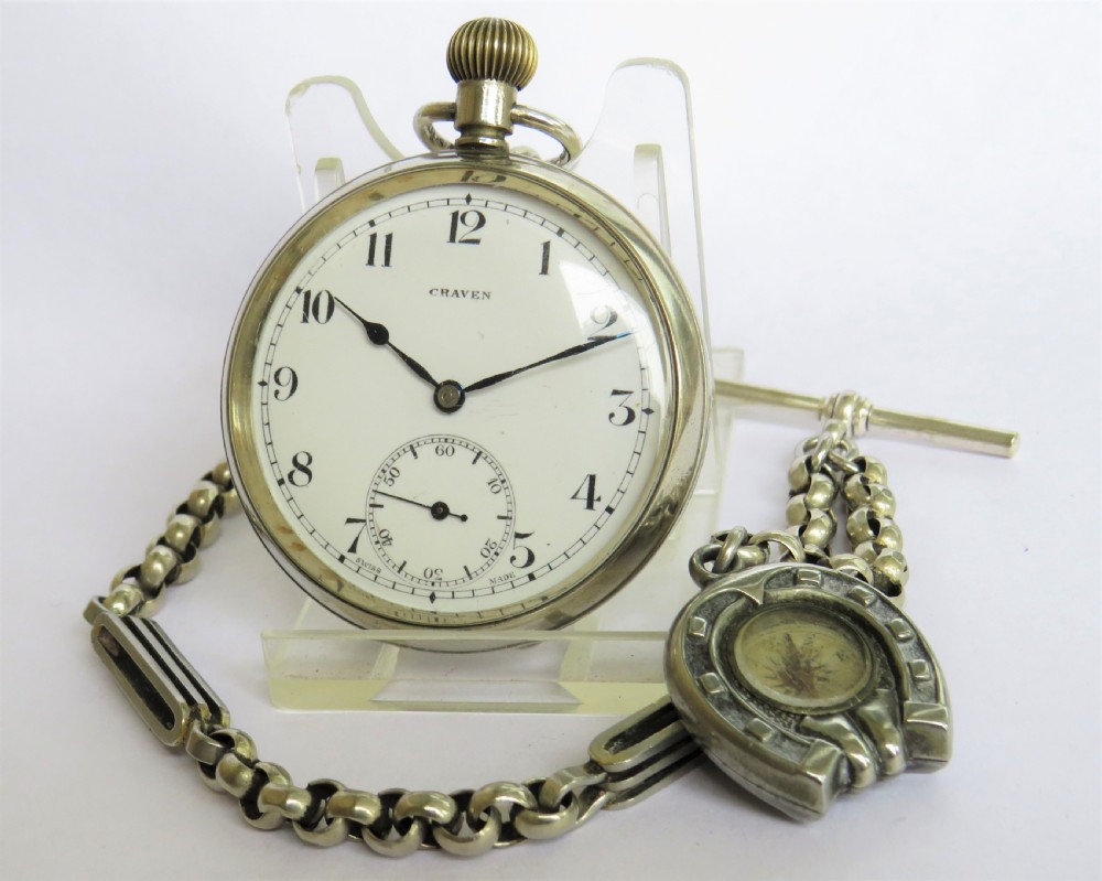 1920s Craven pocket watch and chain.