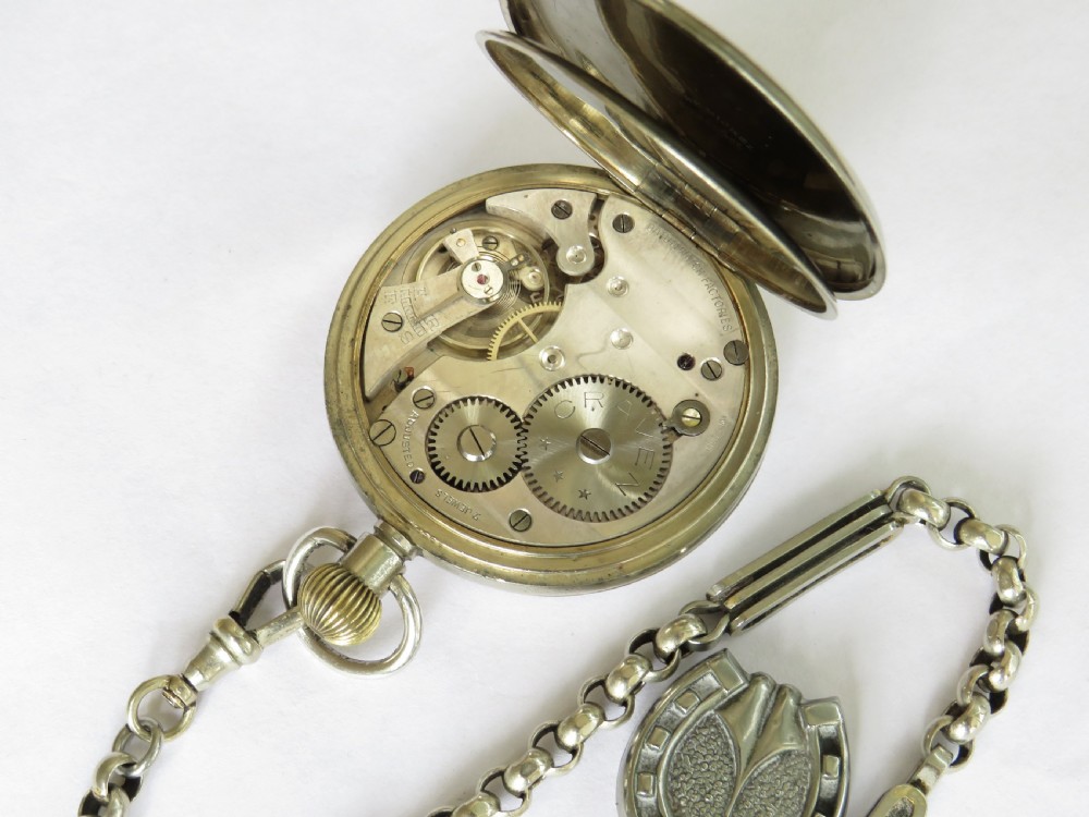 1920s Craven pocket watch and chain. View V