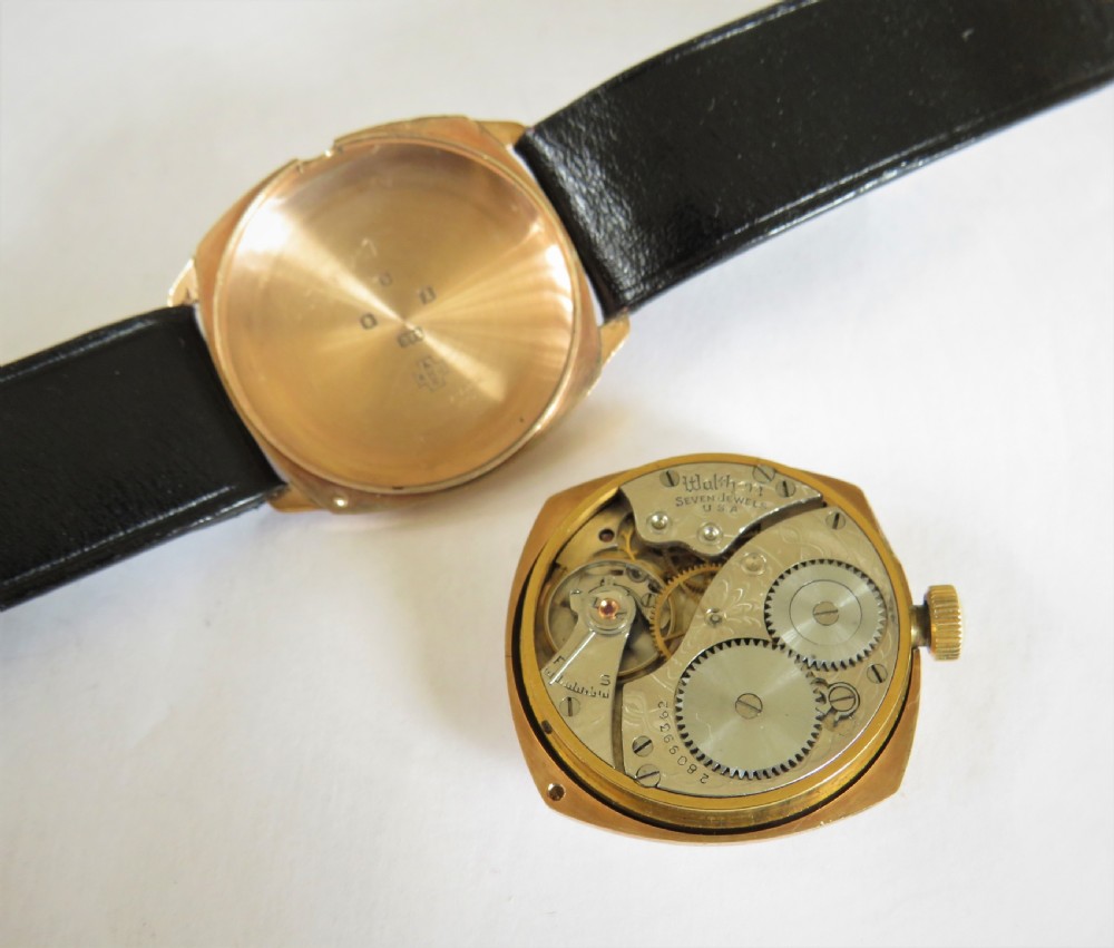 Gents 1930s 9ct gold Waltham wrist watch View III