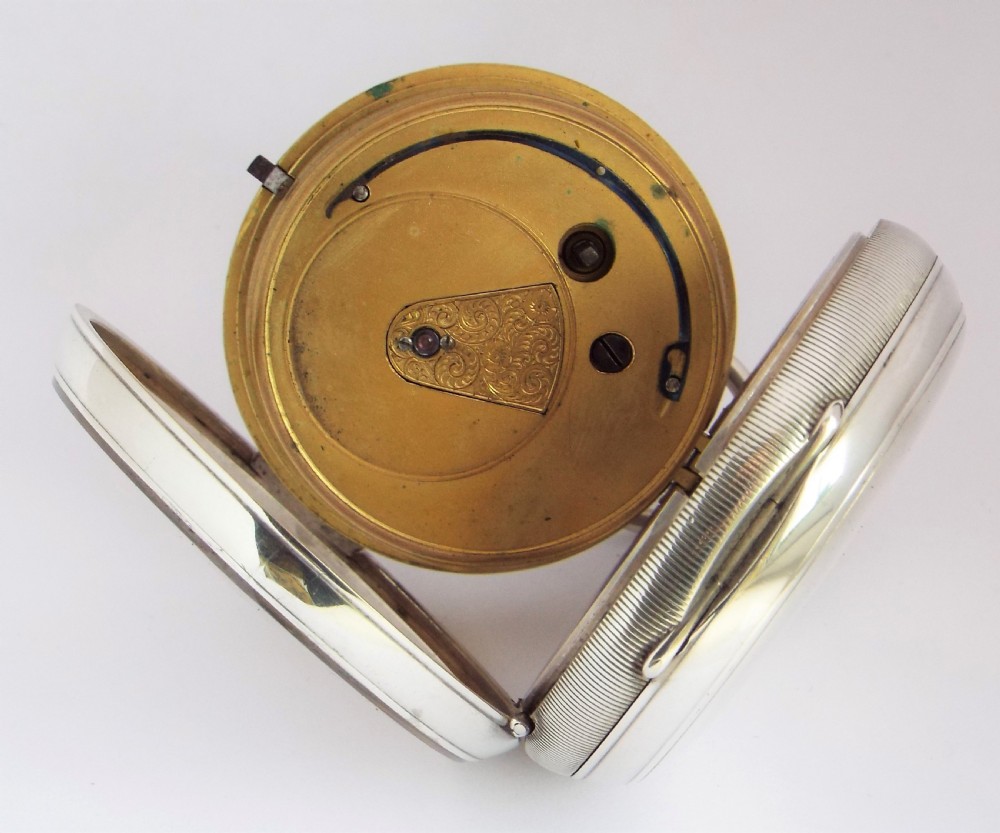 Large antique silver fusee pocket watch, 1893. View IV
