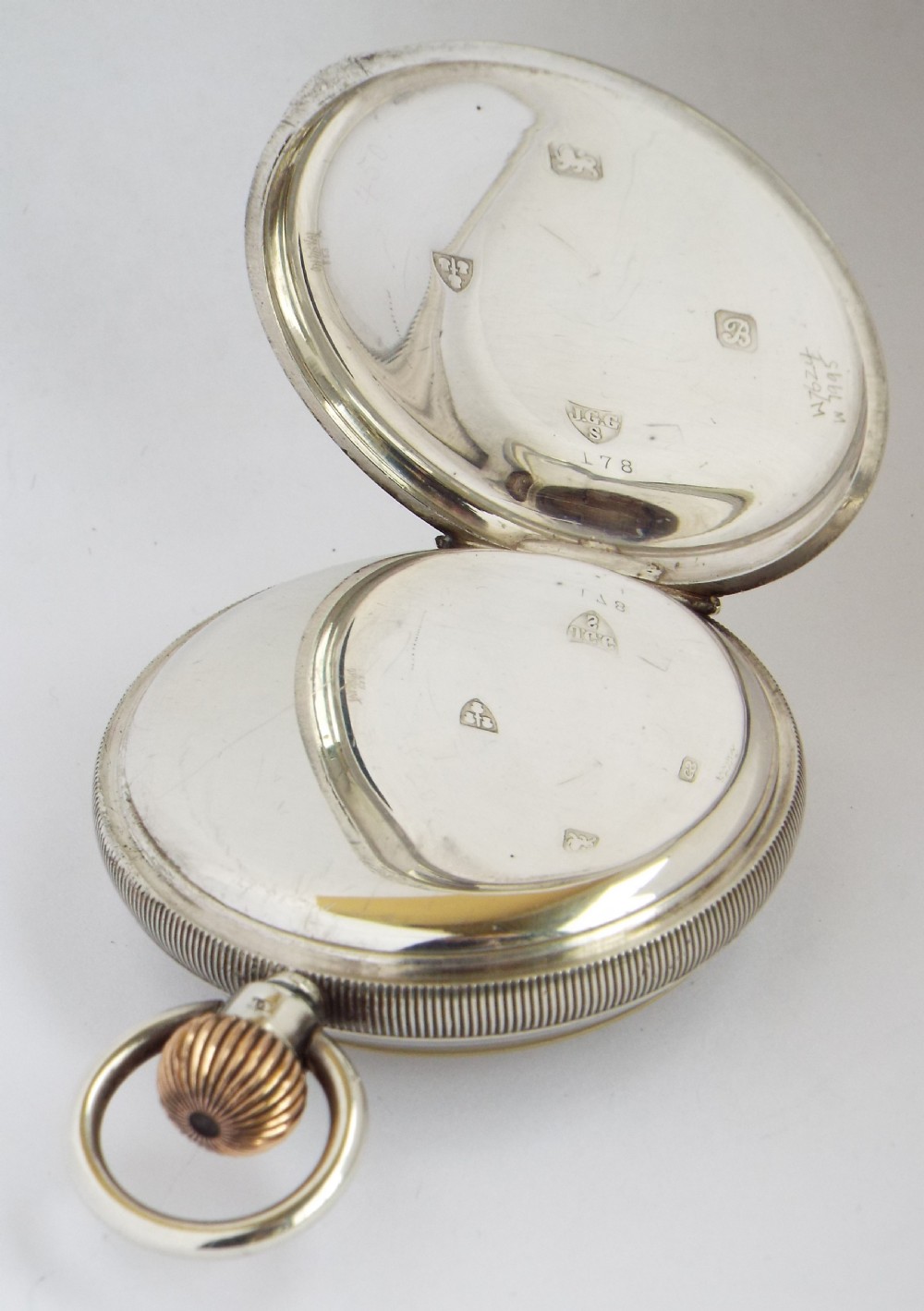 An antique silver Omega pocket watch, c1902. View III
