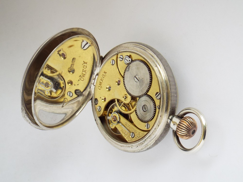 An antique silver Omega pocket watch, c1902. View V