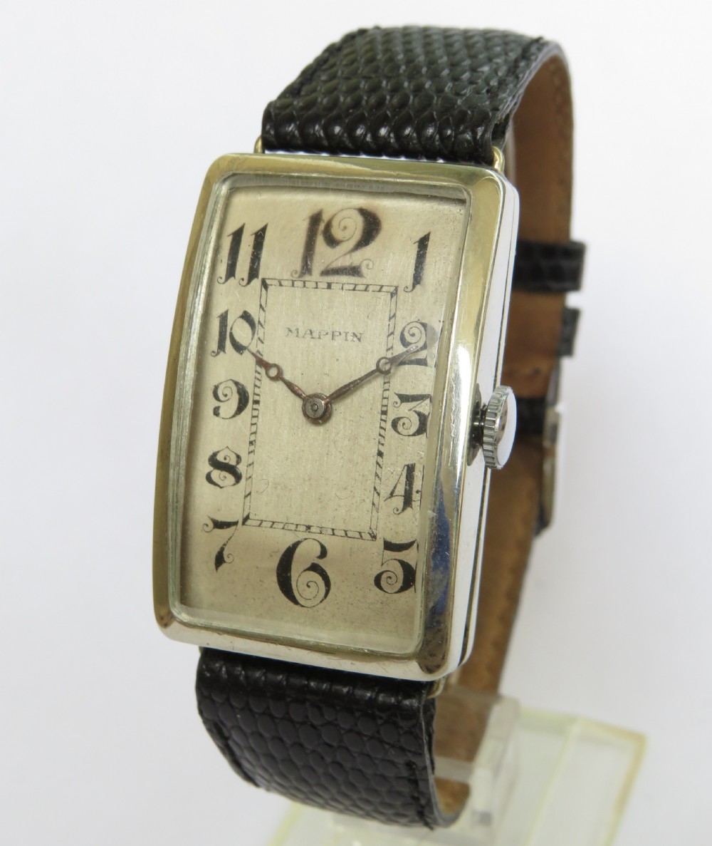 Gents large 1930s Art Deco wrist watch for Mappin