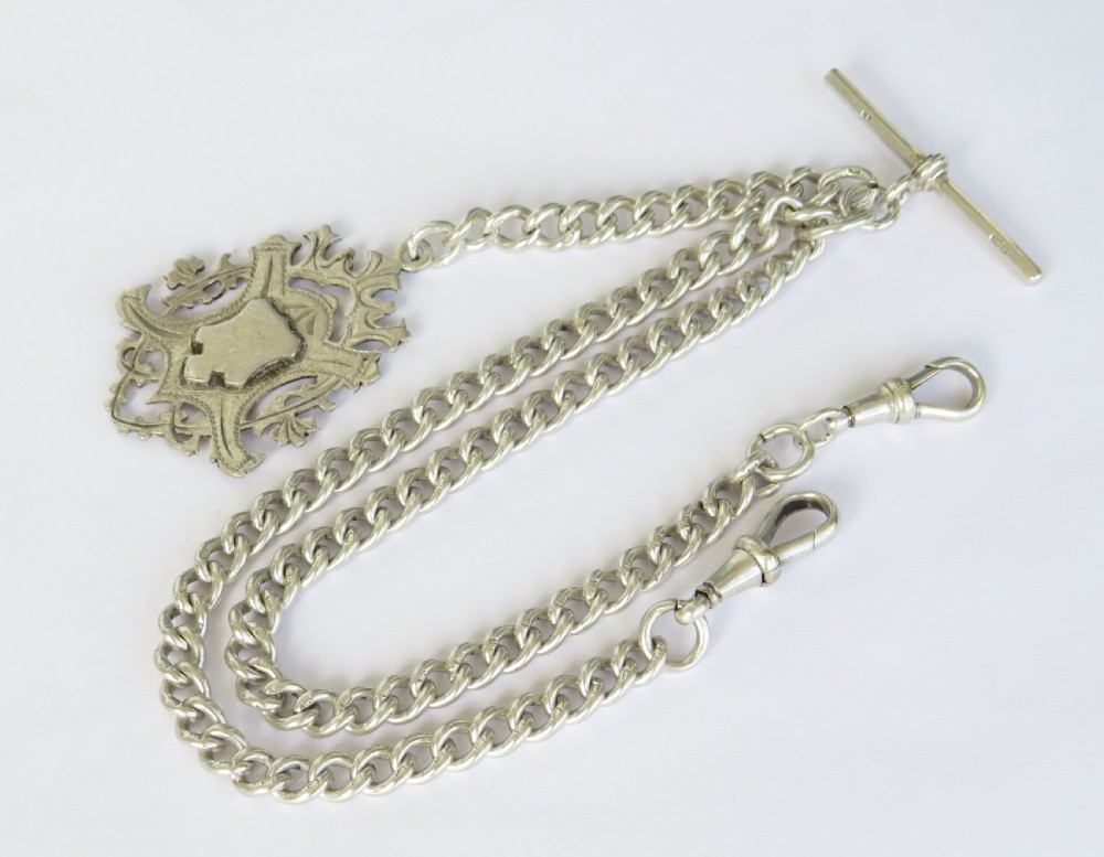 1930 silver double chain and albert