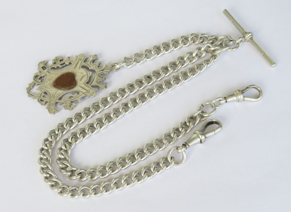 1930 silver double chain and albert View II