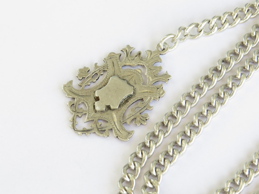 1930 silver double chain and albert View III