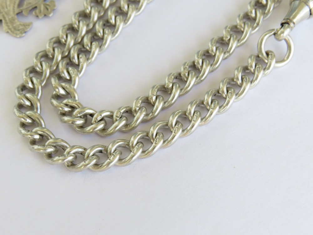 1930 silver double chain and albert View V