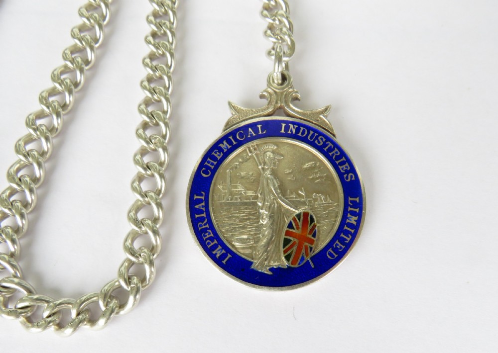 Antique silver watch chain and Britannia silver fob View IV