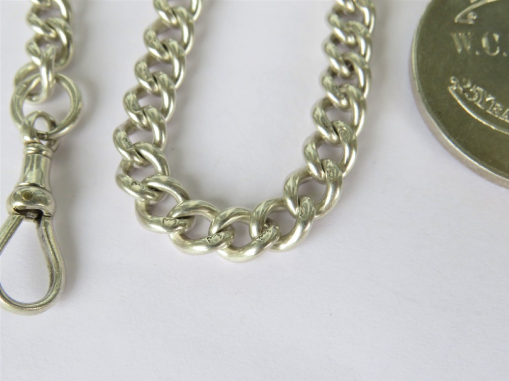 Antique silver watch chain and Britannia silver fob View VI